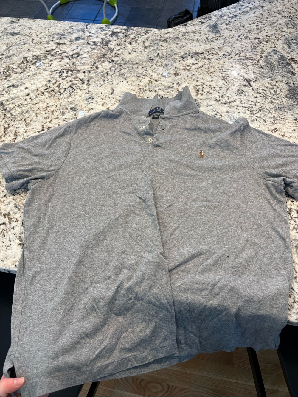 Ralph Lauren Men's Heather Gray Polo with Embroidered Pony